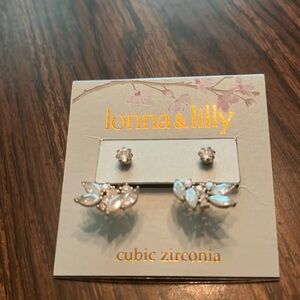 Lonna & Lilly cubic zirconia post e extension pierced earrings